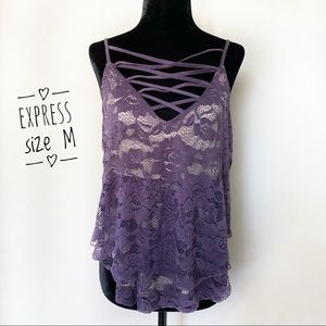 Criss cross lace floral cami